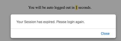 Screenshot of notification message that says "Your session has expired. Please login again."