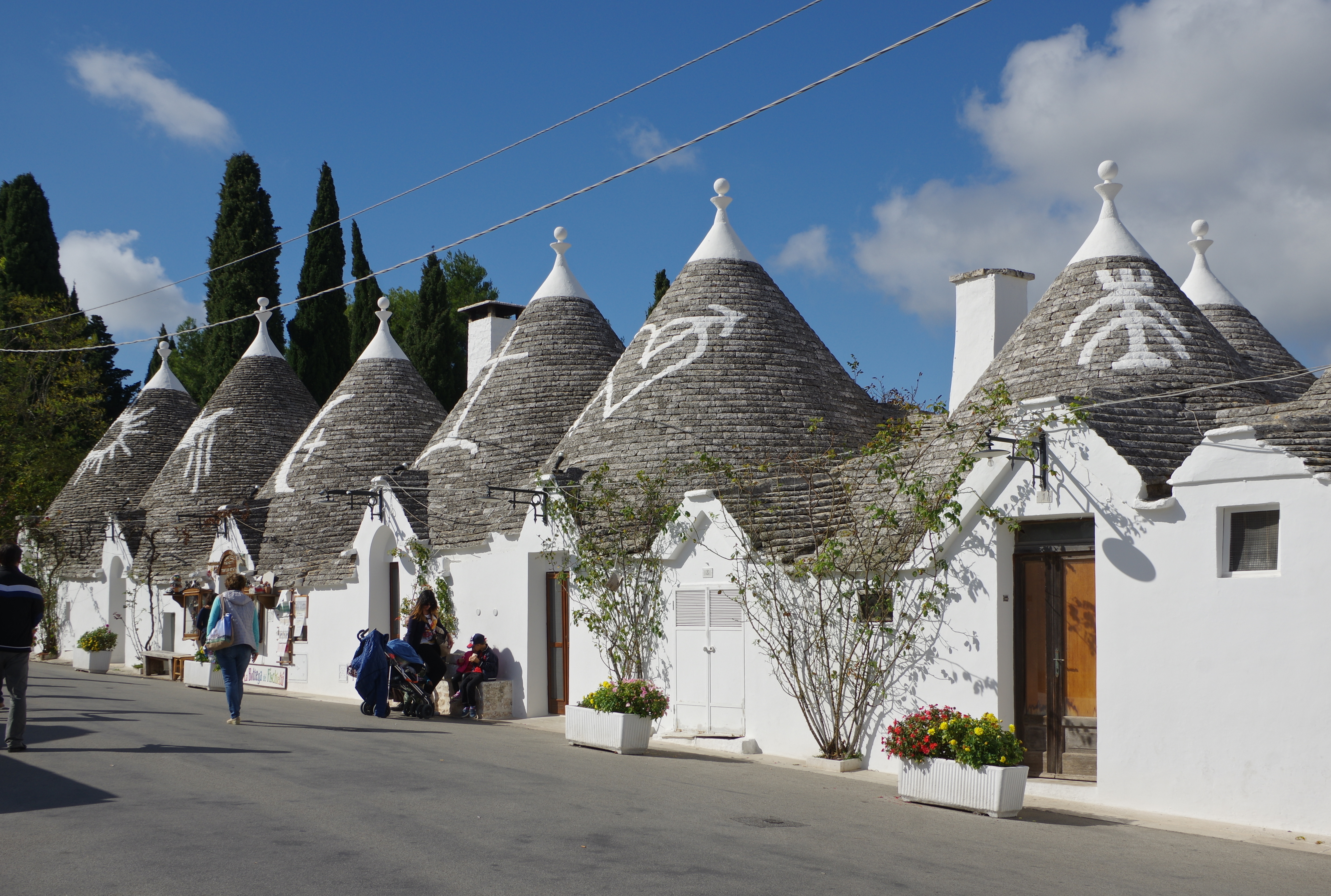Trullo houses (dry stone huts) with conical roof
