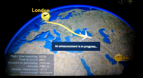 Screenshot of a live flight announcement video with no captions