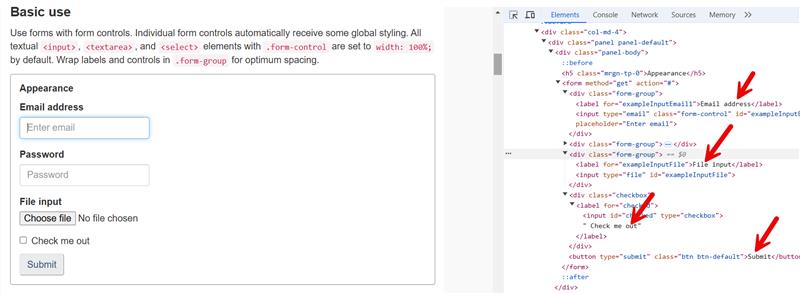 Example of descriptive form labels (e.g. text fields, checkboxes, radio buttons,
                            drop-down menus etc.). Long description provided below.