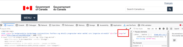 Example of a lang attribute. Long description provided below.