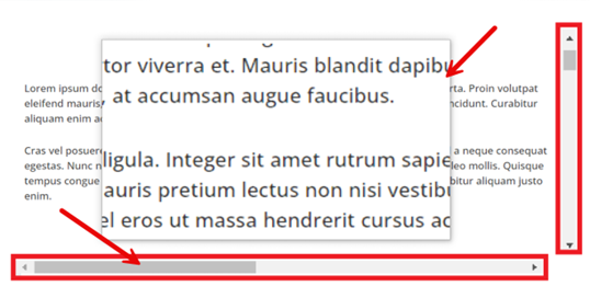 An Example of content with zoomed-in borders and scrollbars. Long description provided below.