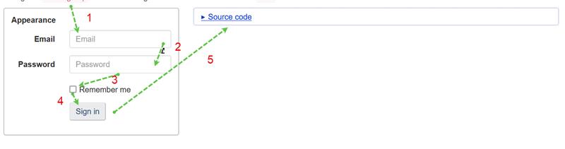 An example of keyboard navigation on a user interface, showing the tab order. Long description provided below.
